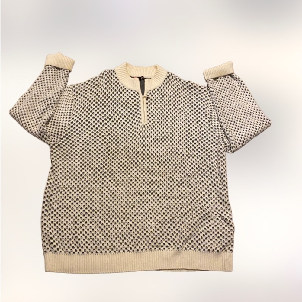 Vintage prestige original  double layered knit webbed quarter zip pullover mens